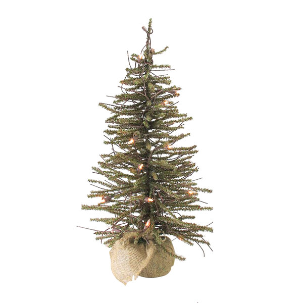 Northlight 18 PreLit Warsaw Twig Artificial Christmas Tree with Burlap
